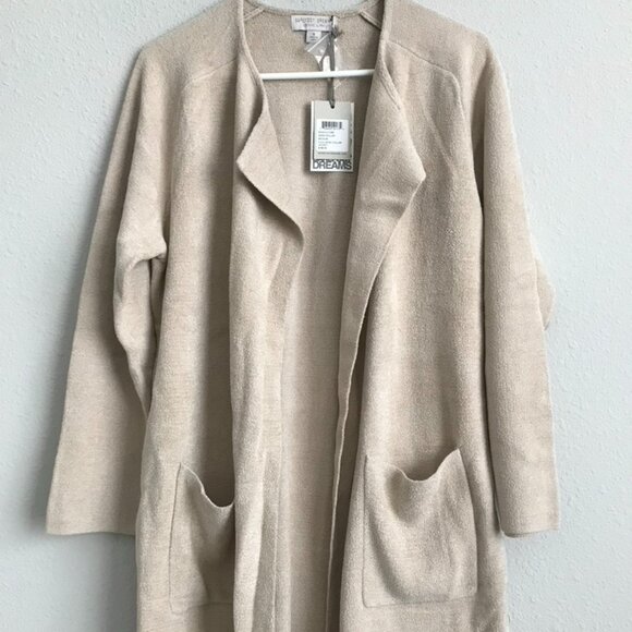Barefoot Dreams Cozychic Ultra Lite Wide Collar Jacket - Sand (Sz M) a596948 - Picture 2 of 4